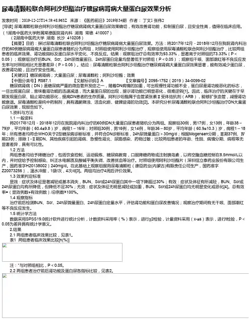 尿毒清颗粒联合阿利沙坦酯治疗糖尿病肾病大量蛋白尿效果分析