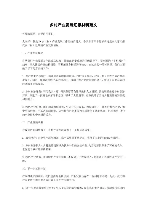 乡村产业发展汇报材料