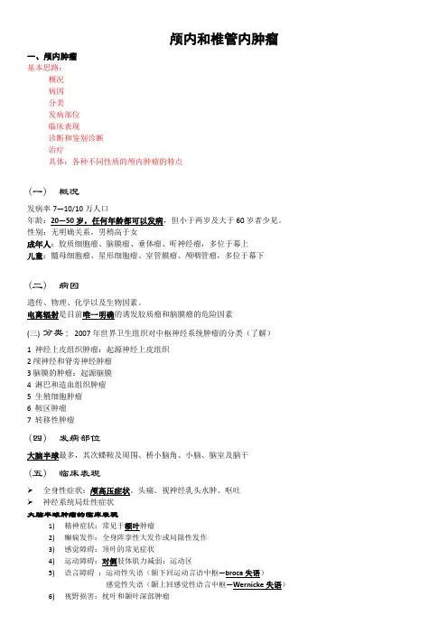 外科知识点总结：19-20颅内和椎管内肿瘤总结