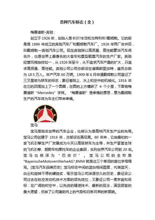 各种汽车标志（全）