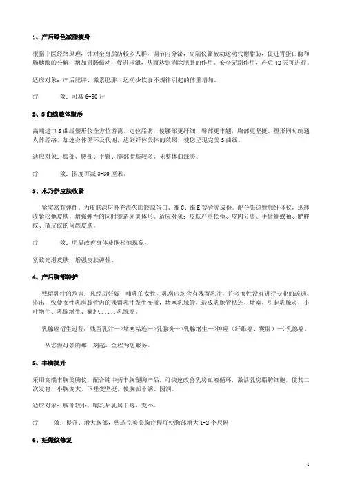 产后修复项目功能简介
