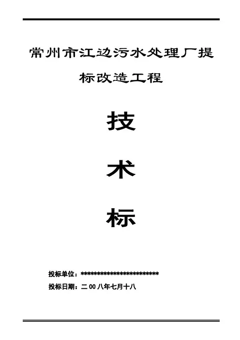 ns常州市江边污水处理厂提标改造工程投标书