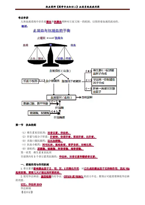 执业药师《药学专业知识二》血液系统疾病用药