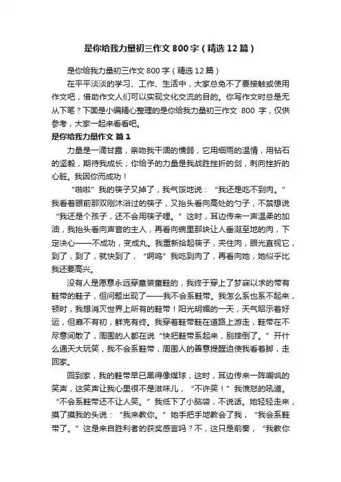 是你给我力量初三作文800字（精选12篇）