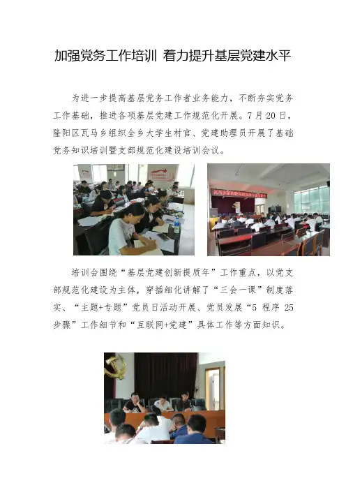 加强党务工作培训 着力提升基层党建水平(1)