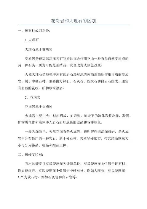 花岗岩和大理石的区别