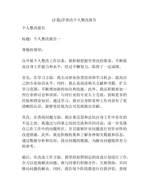 (5篇)学查改个人整改报告