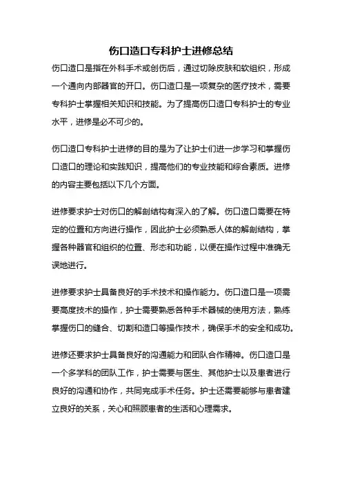 伤口造口专科护士进修总结