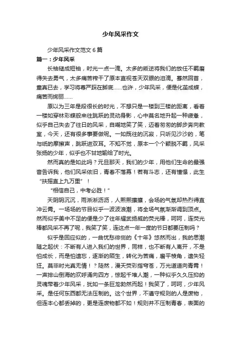 少年风采作文范文6篇