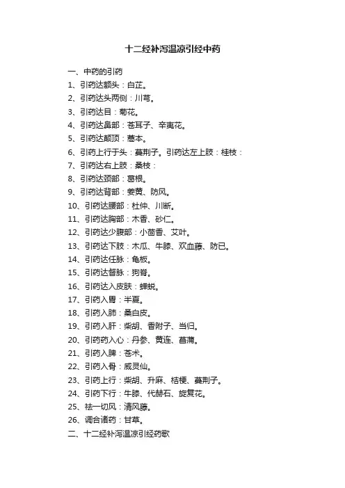 十二经补泻温凉引经中药