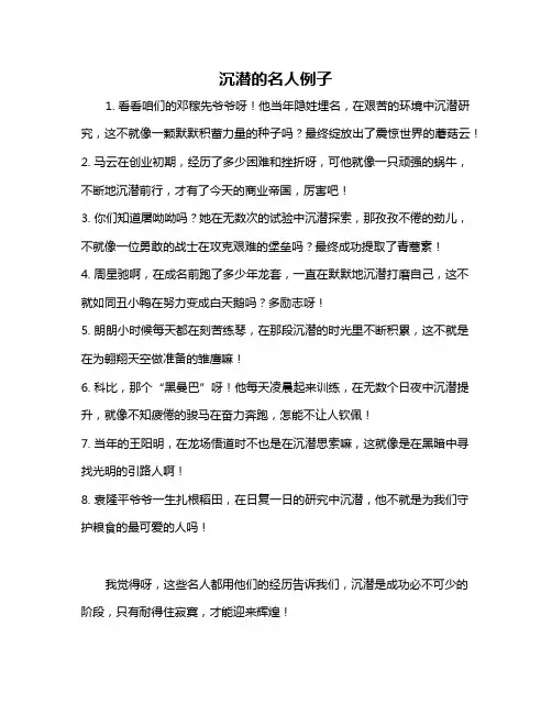 沉潜的名人例子