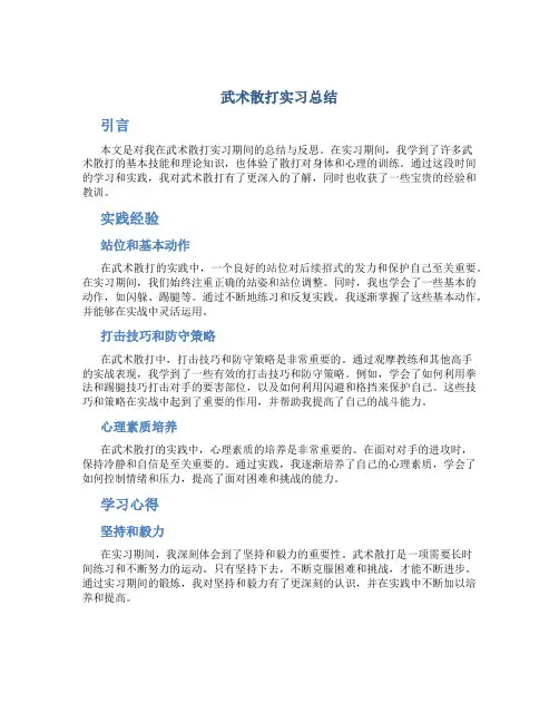 武术散打实习总结