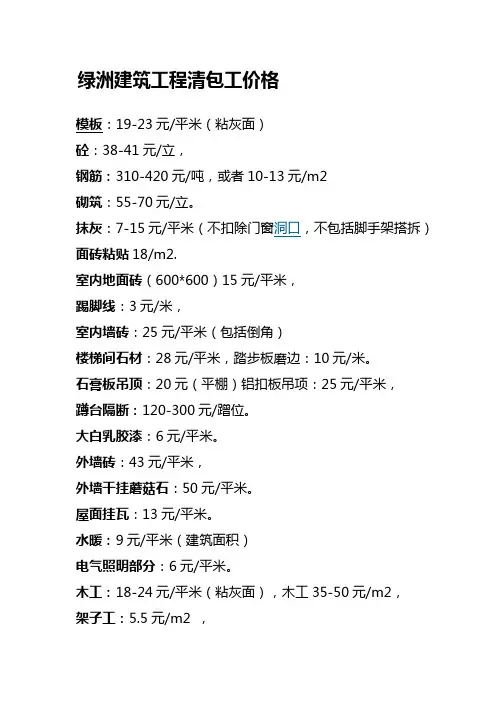 绿洲建筑工程清包工价格