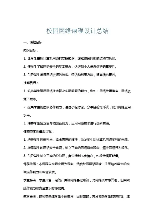 校园网络课程设计总结