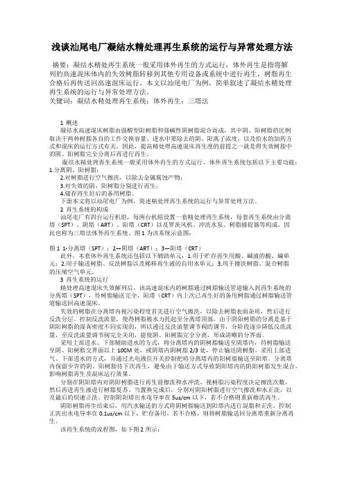 浅谈汕尾电厂凝结水精处理再生系统的运行与异常处理方法