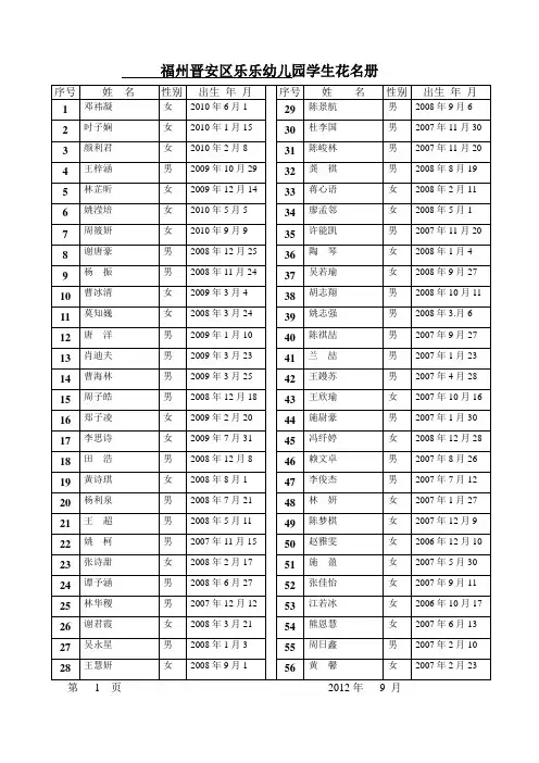 幼儿园学生花名册.(保险)
