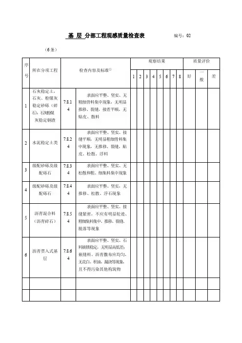 水稳层验收表格