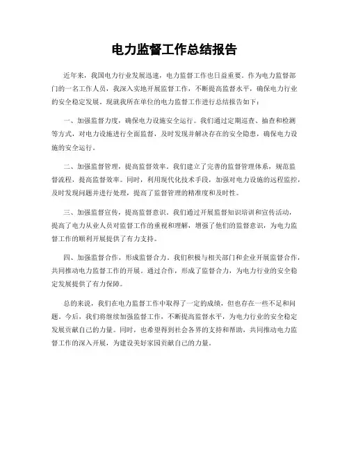 电力监督工作总结报告
