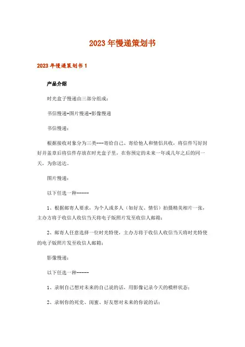 2023年慢递策划书