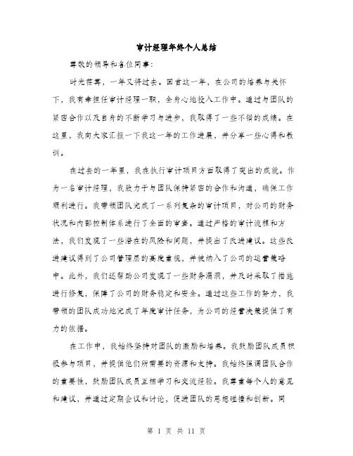 审计经理年终个人总结（5篇）