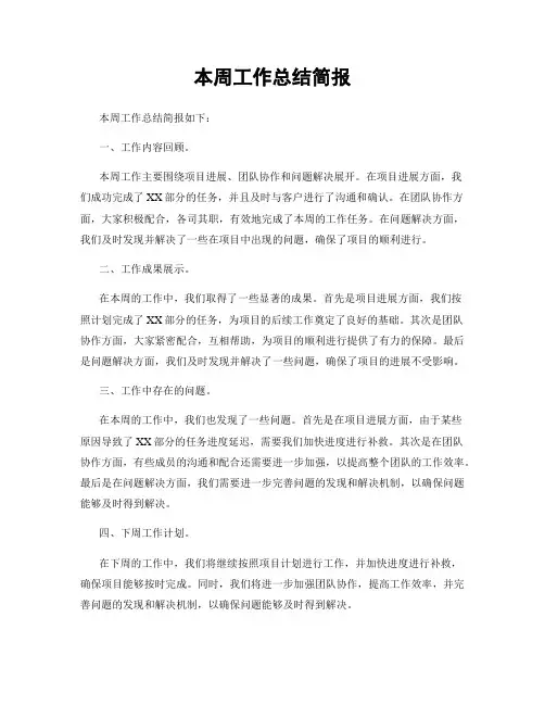 本周工作总结简报