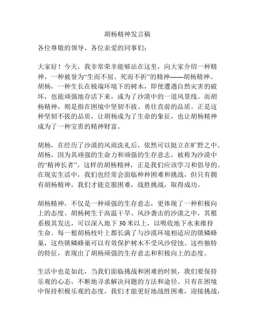 胡杨精神发言稿