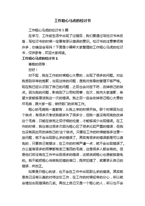 工作粗心马虎的检讨书5篇