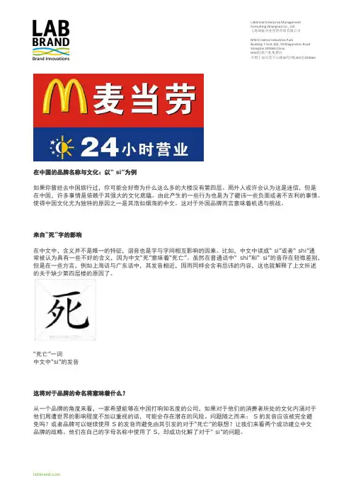 在中国的品牌名称与文化：以“ si”为例