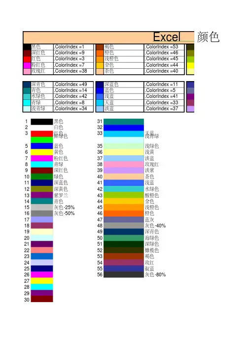 Excel颜色代码