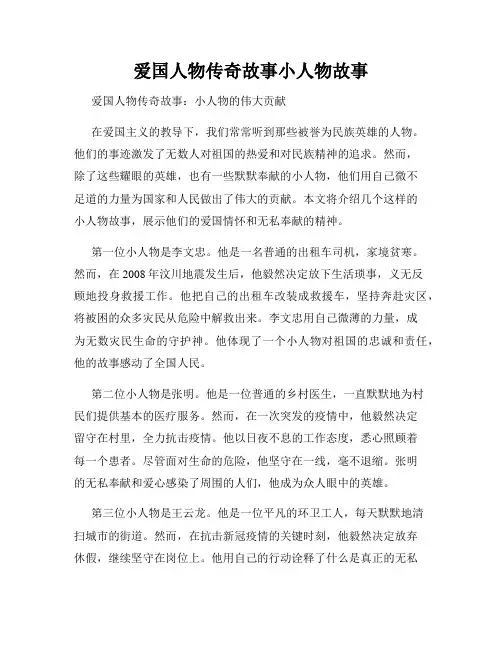 爱国人物传奇故事小人物故事