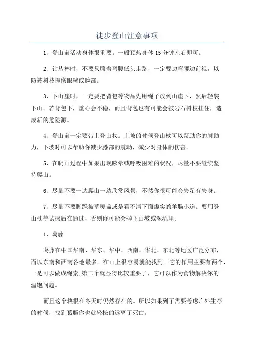徒步登山注意事项