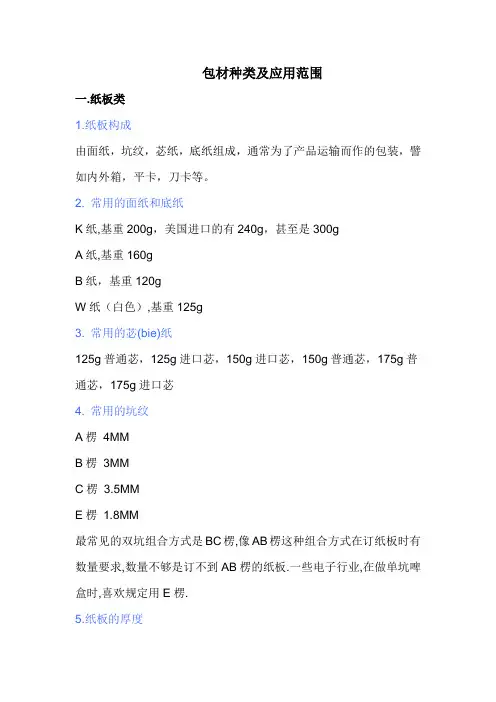 包装材料分类及应用(详细版)