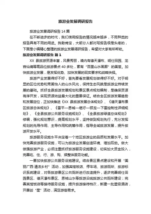 旅游业发展调研报告14篇