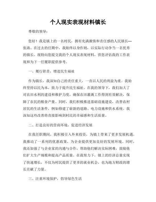 个人现实表现材料镇长
