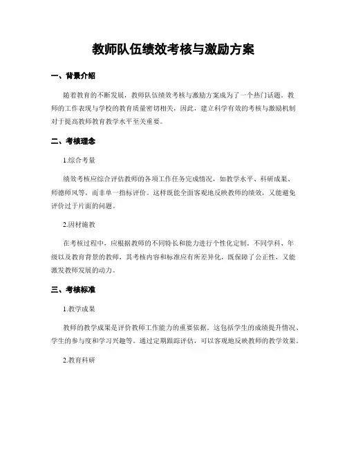 教师队伍绩效考核与激励方案