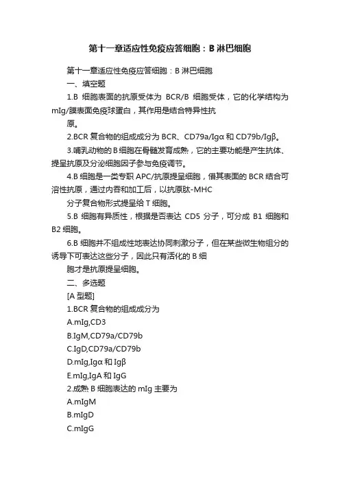 第十一章适应性免疫应答细胞：B淋巴细胞