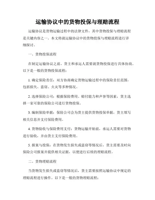 运输协议中的货物投保与理赔流程