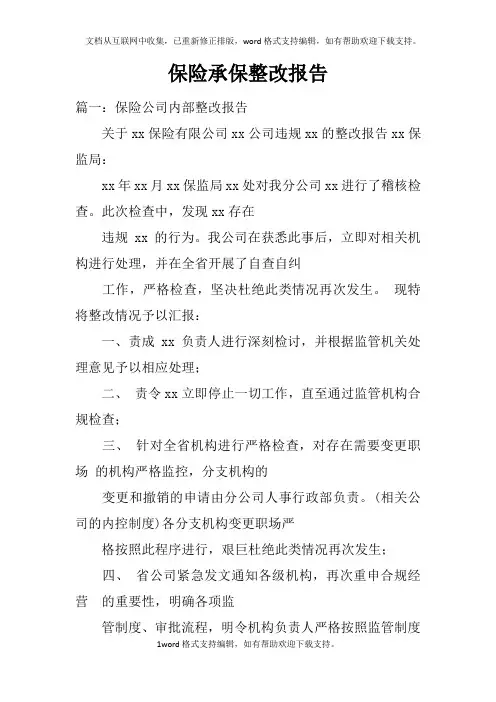 保险承保整改报告