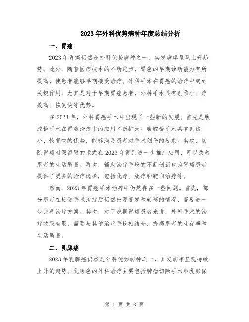 2023年外科优势病种年度总结分析