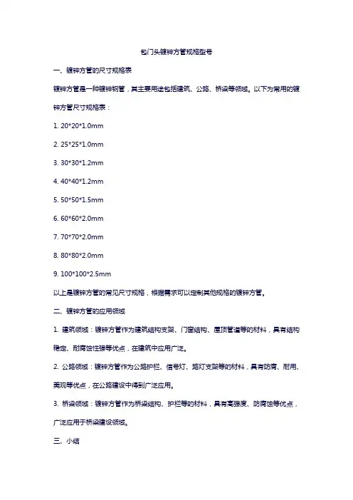 包门头镀锌方管规格型号