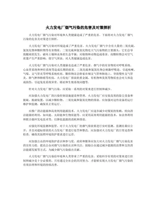 火力发电厂烟气污染的危害及对策探析