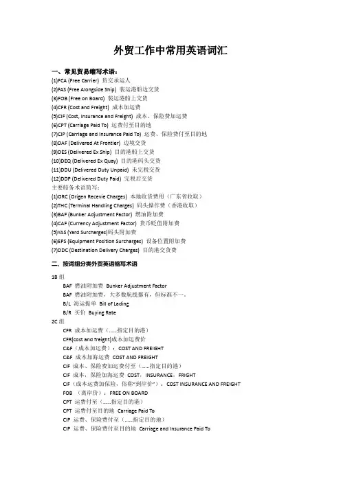 船务操作报关外贸常用英语总结(1)