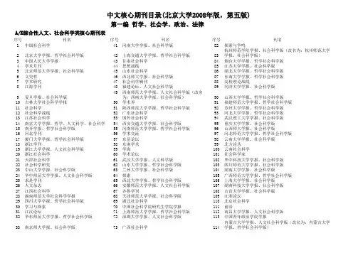中文核心期刊目录北大2008版