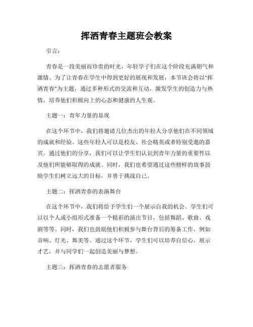 挥洒青春主题班会教案