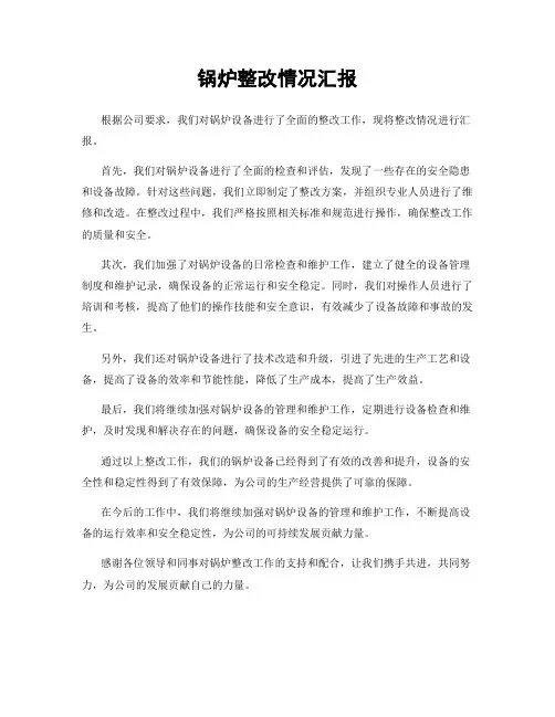 锅炉整改情况汇报