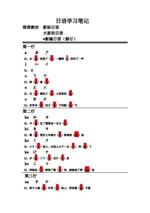 50音图(速记)