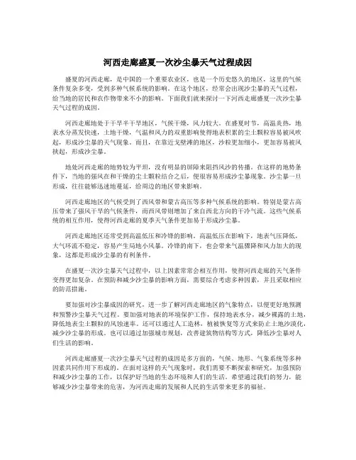 河西走廊盛夏一次沙尘暴天气过程成因