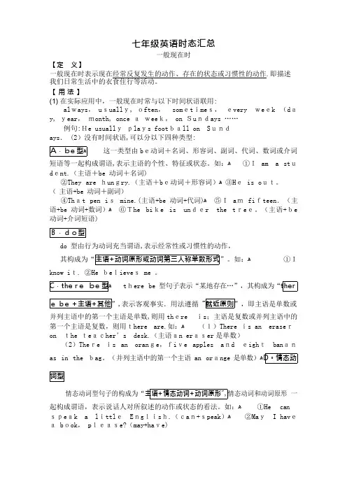 七年级英语时态汇总一般现在时-一般过去时和现在进行
