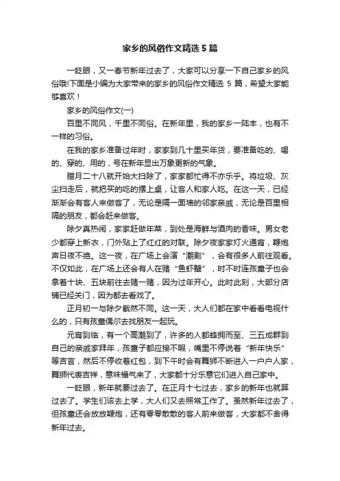 家乡的风俗作文精选5篇