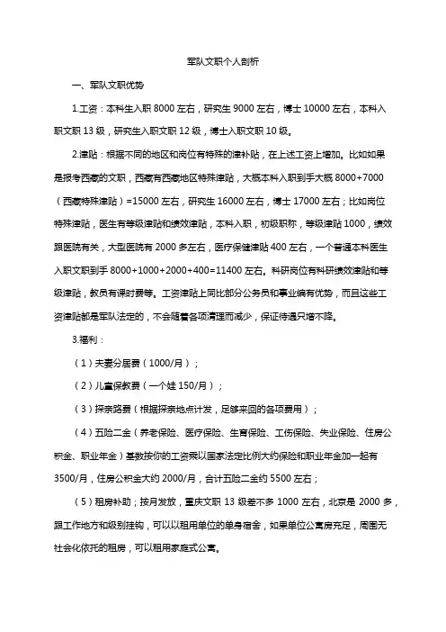 军队文职个人剖析